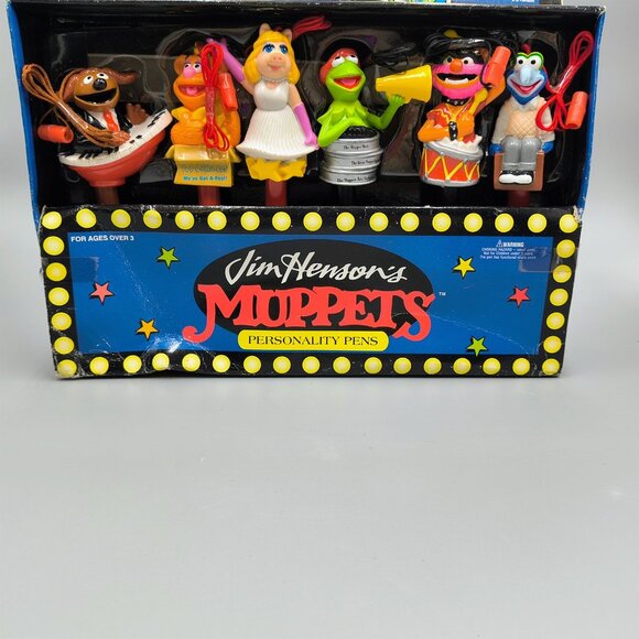 Rare Muppets Personality Pens with Figure Toppers Vintage Set of 6 in box - Picture 11 of 11